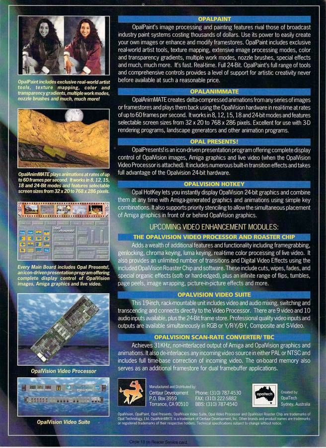 Opal Technologies OpalVision - Zeitgenössische Werbung - Datum: 1994-02, Herkunft: US