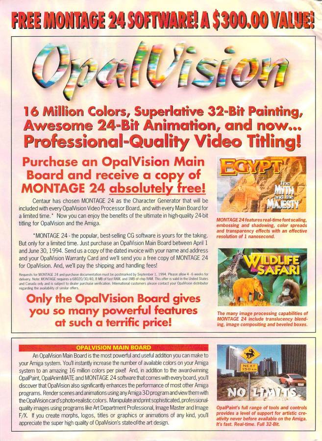 Opal Technologies OpalVision - Zeitgenössische Werbung - Datum: 1994-06, Herkunft: US