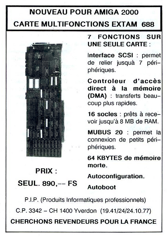 Produits Informatiques Professionnels EXTAM 688 - Zeitgenössische Werbung - Datum: 1989-07, Herkunft: FR