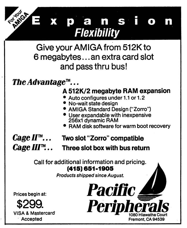 Pacific Peripherals The Advantage - Zeitgenössische Werbung - Datum: 1987-04, Herkunft: US