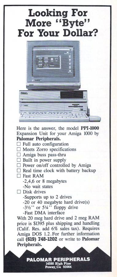 Palomar Peripherals PPI-1000 - Zeitgenössische Werbung - Datum: 1988-01, Herkunft: US