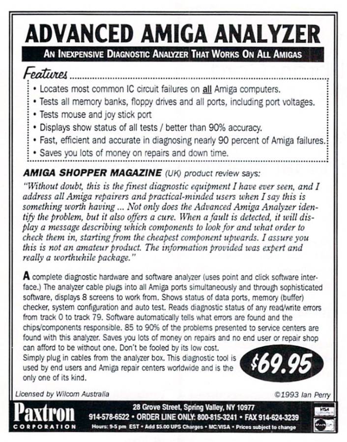 Wilcom Advanced Amiga Analyzer - Zeitgenössische Werbung - Datum: 1995-07, Herkunft: US