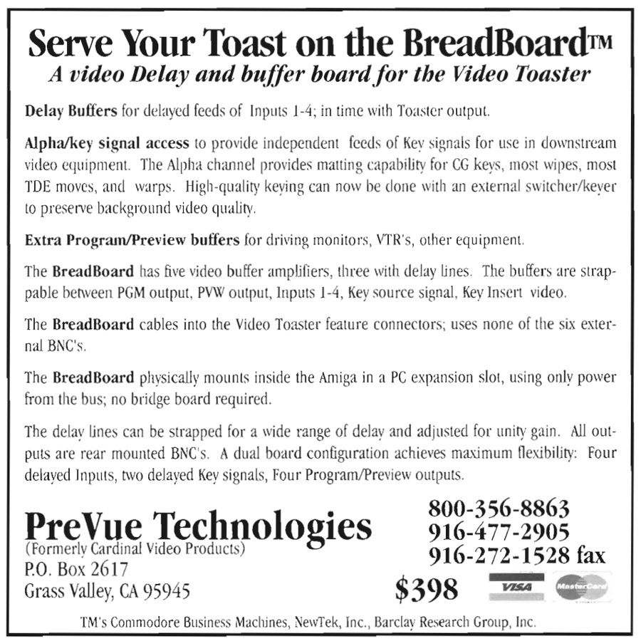 Cardinal Video / PreVue Technologies BreadBoard - Vintage Advert - Date: 1993-02, Origin: US