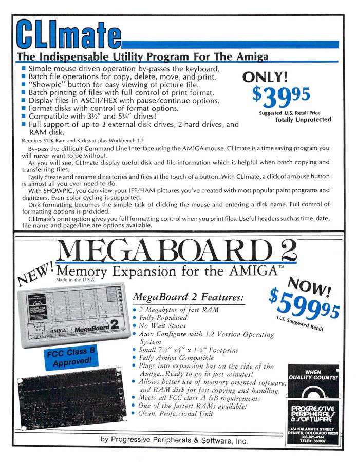 Progressive Peripherals & Software MegaBoard 2 - Vintage Advert - Date: 1987-03, Origin: US
