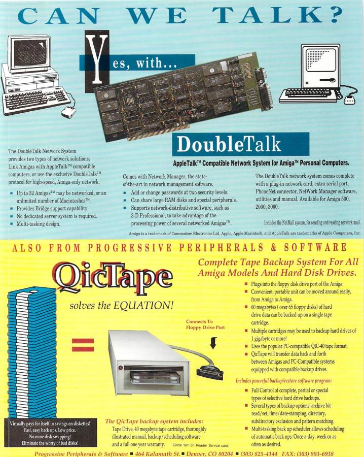 Progressive Peripherals & Software DoubleTalk - Zeitgenössische Werbung - Datum: 1991-04, Herkunft: US