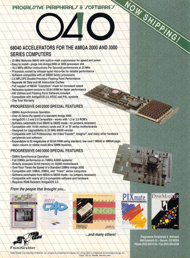 Progressive Peripherals & Software 3000/040 - Zeitgenössische Werbung - Datum: 1991-11, Herkunft: US