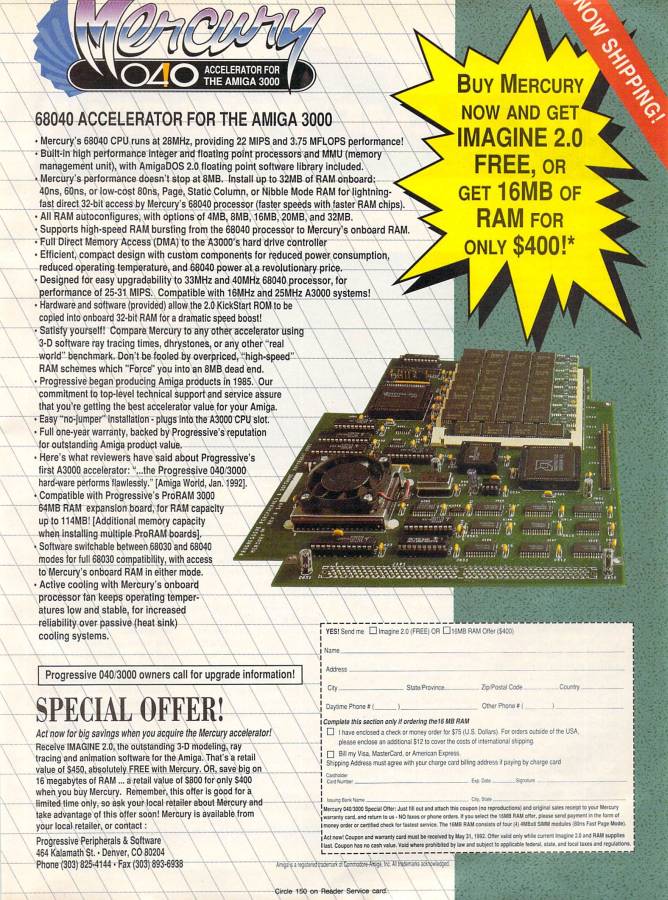 Progressive Peripherals & Software Mercury - Vintage Ad (Datum: 1992-03, Herkunft: US)