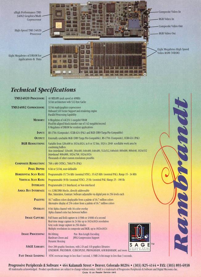 Progressive Peripherals & Software Rambrandt - Zeitgenössische Werbung - Datum: 1992-03, Herkunft: US