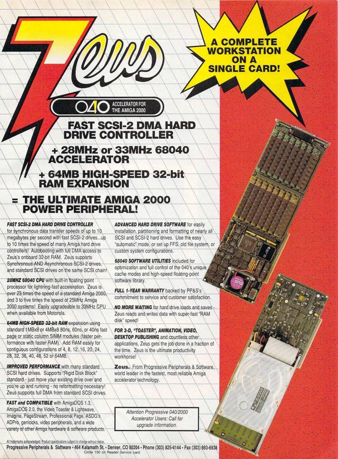 Progressive Peripherals & Software Zeus 040 - Zeitgenössische Werbung - Datum: 1992-05, Herkunft: US