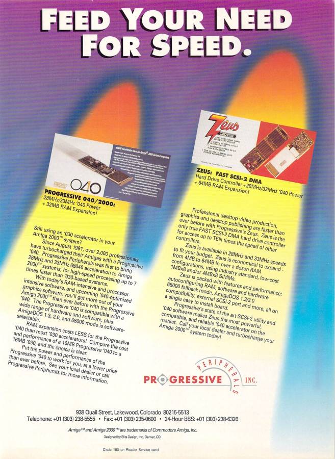 Progressive Peripherals & Software Zeus 040 - Zeitgenössische Werbung - Datum: 1993-02, Herkunft: US