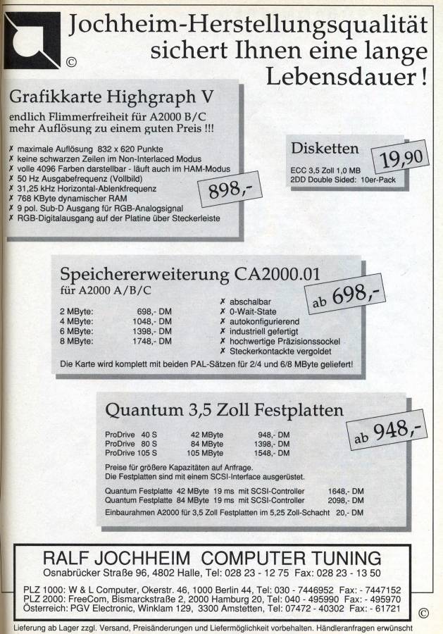 Ralf Jochheim Computer Tuning CA 2000.01 - Vintage Advert - Date: 1990-12, Origin: DE