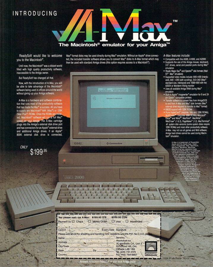 ReadySoft A-Max & A-Max II - Zeitgenössische Werbung - Datum: 1989-05, Herkunft: US
