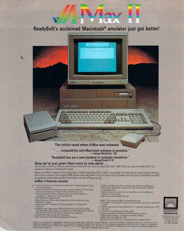 ReadySoft A-Max & A-Max II - Zeitgenössische Werbung - Datum: 1990-08, Herkunft: US