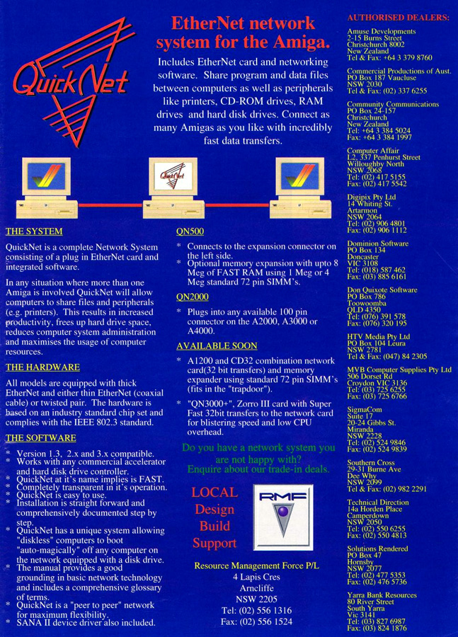 Resource Management Force QuickNet 500 & 2000 - Vintage Advert - Date: 1994-05, Origin: AU