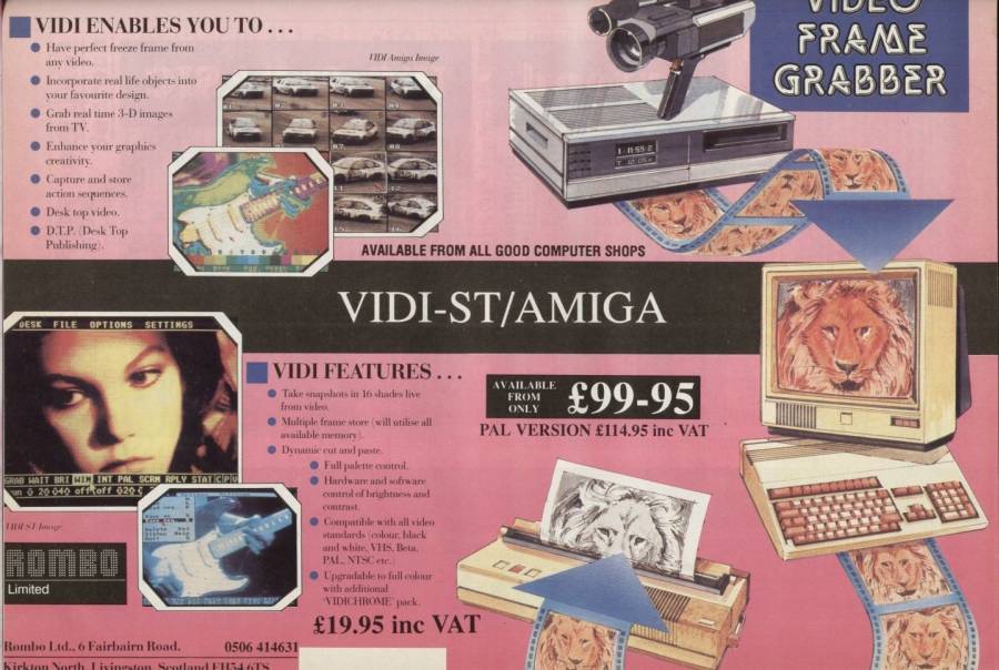 Rombo Productions Vidi-Amiga - Vintage Ad (Datum: 1990-03, Herkunft: GB)