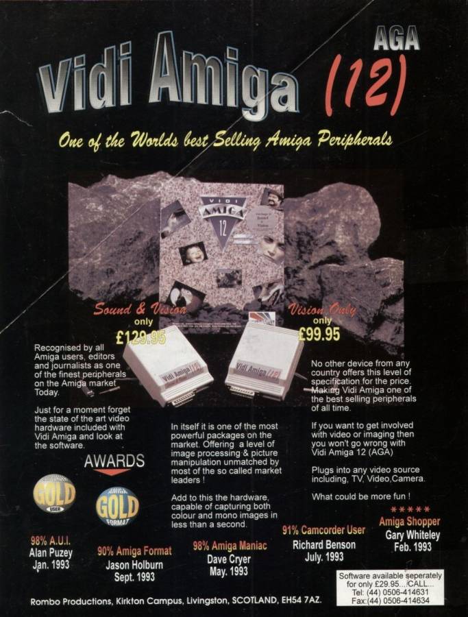 Rombo Productions Vidi Amiga 12 - Zeitgenössische Werbung - Datum: 1993-11, Herkunft: GB