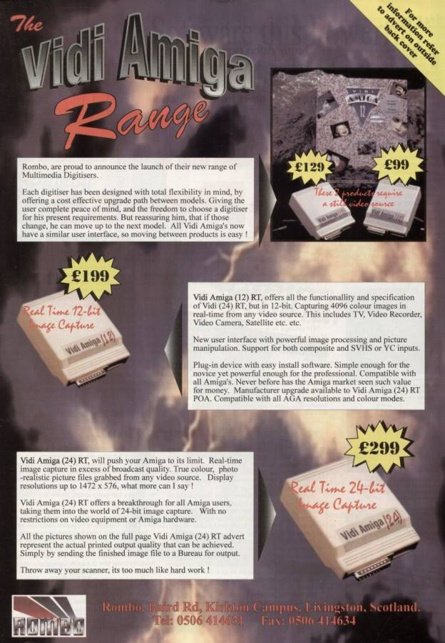 Rombo Productions Vidi Amiga 12 RT / 24 RT - Zeitgenössische Werbung - Datum: 1993-12, Herkunft: GB