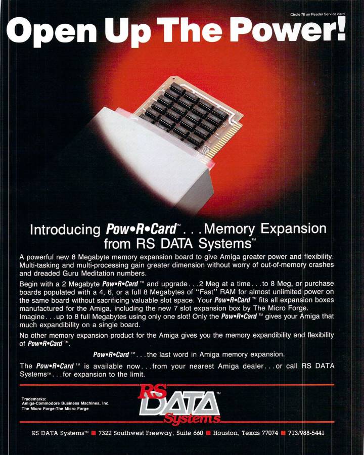 RS Data Systems PowRCard - Vintage Advert - Date: 1986-07, Origin: US