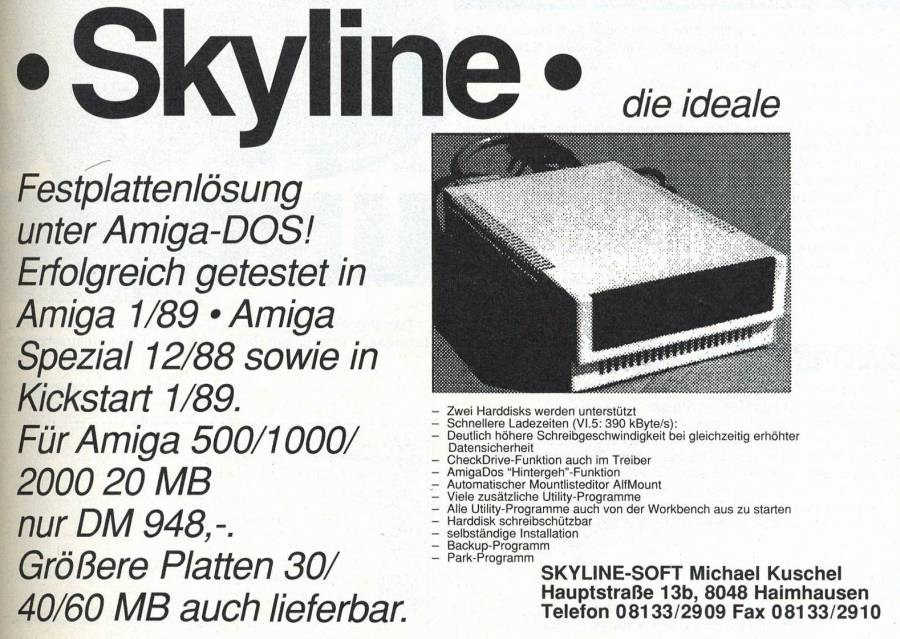 Skyline Soft CHD-AG1/20 - Zeitgenössische Werbung - Datum: 1989-03, Herkunft: DE