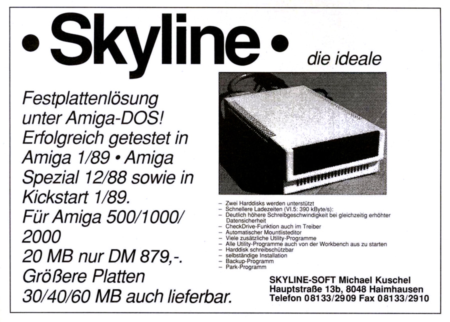 Skyline Soft CHD-AG1 - Zeitgen&ouml;ssische Werbung - Datum: 1989-04, Herkunft: DE