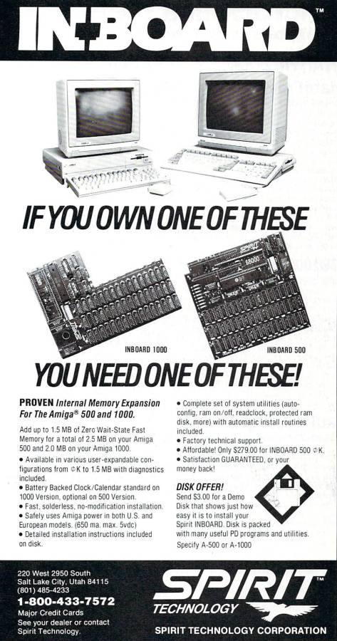 Spirit Technology Inboard 1000 - Vintage Advert - Date: 1988-03, Origin: US