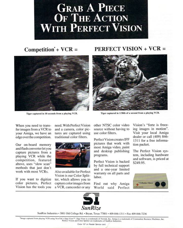 Sunrize Industries Perfect Vision - Zeitgenössische Werbung - Datum: 1988-12, Herkunft: US