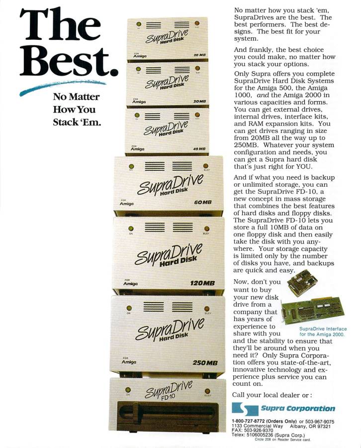 Supra SupraDrive 500 - Zeitgenössische Werbung - Datum: 1988-11, Herkunft: US