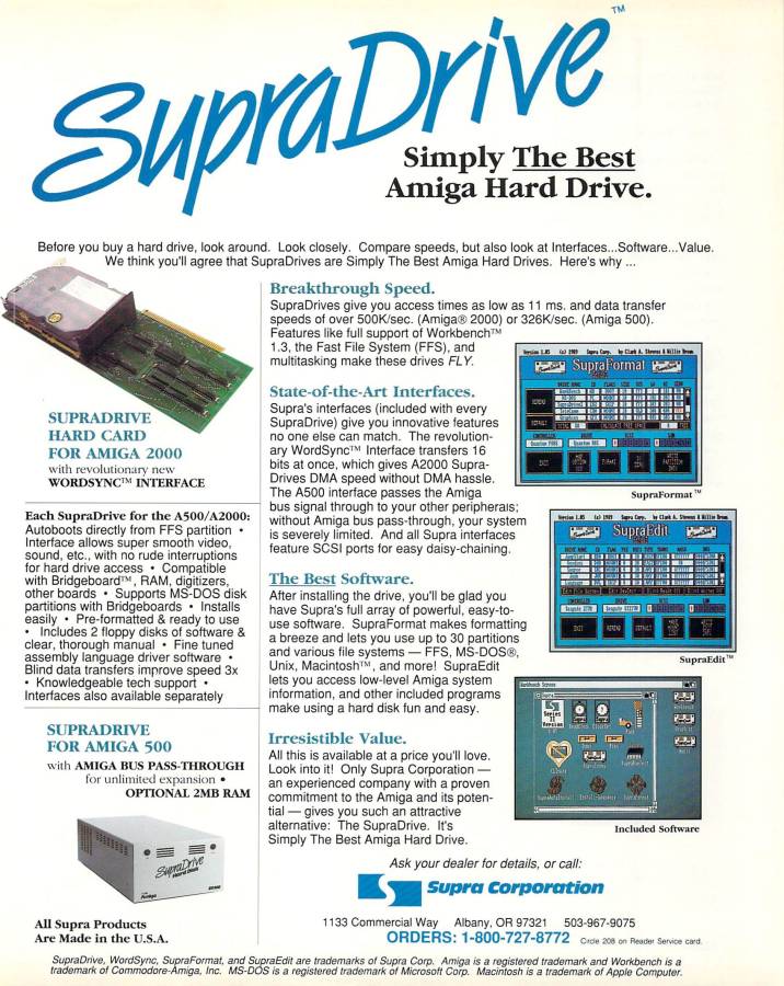 Supra SupraDrive 2000 WordSync - Vintage Advert - Date: 1989-09, Origin: US