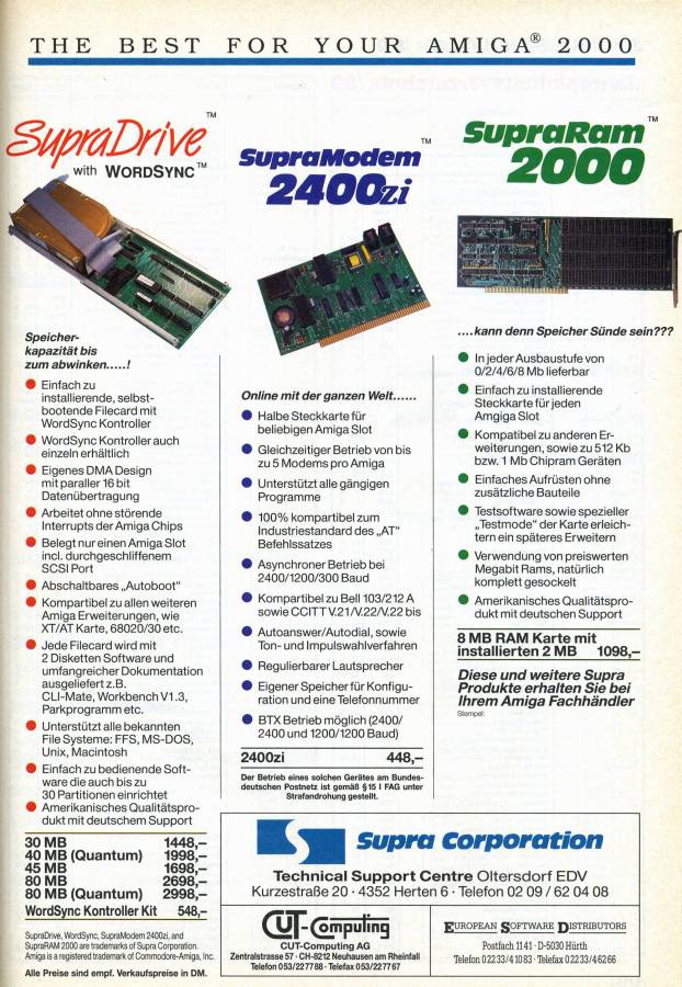 Supra SupraDrive 2000 WordSync - Vintage Advert - Date: 1990-01, Origin: DE