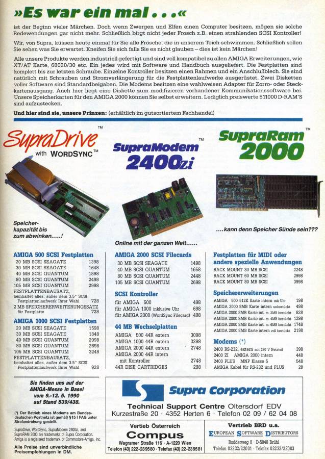 Supra SupraRAM 2000 - Vintage Ad (Datum: 1990-05, Herkunft: DE)