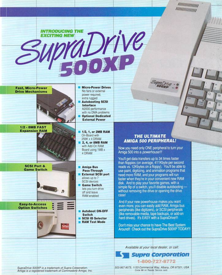 Supra SupraDrive 500XP (ByteSync) - Vintage Advert - Date: 1990-07, Origin: US