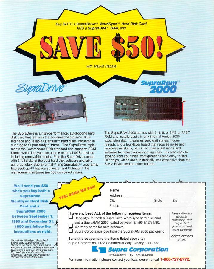 Supra SupraRAM 2000 - Vintage Ad (Datum: 1990-10, Herkunft: US)