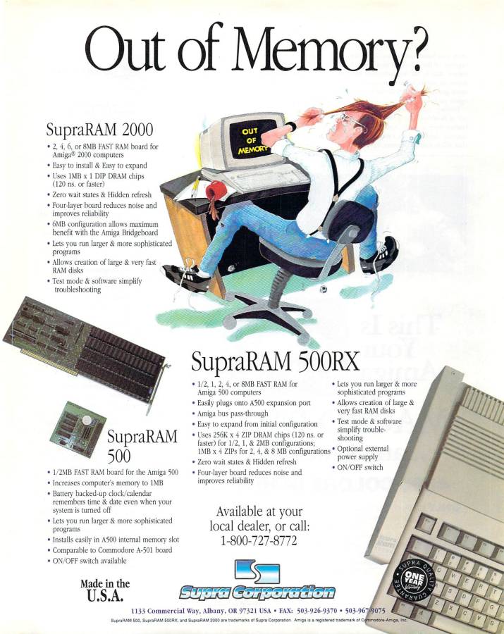 Supra SupraRAM 2000 - Zeitgenössische Werbung - Datum: 1991-05, Herkunft: US