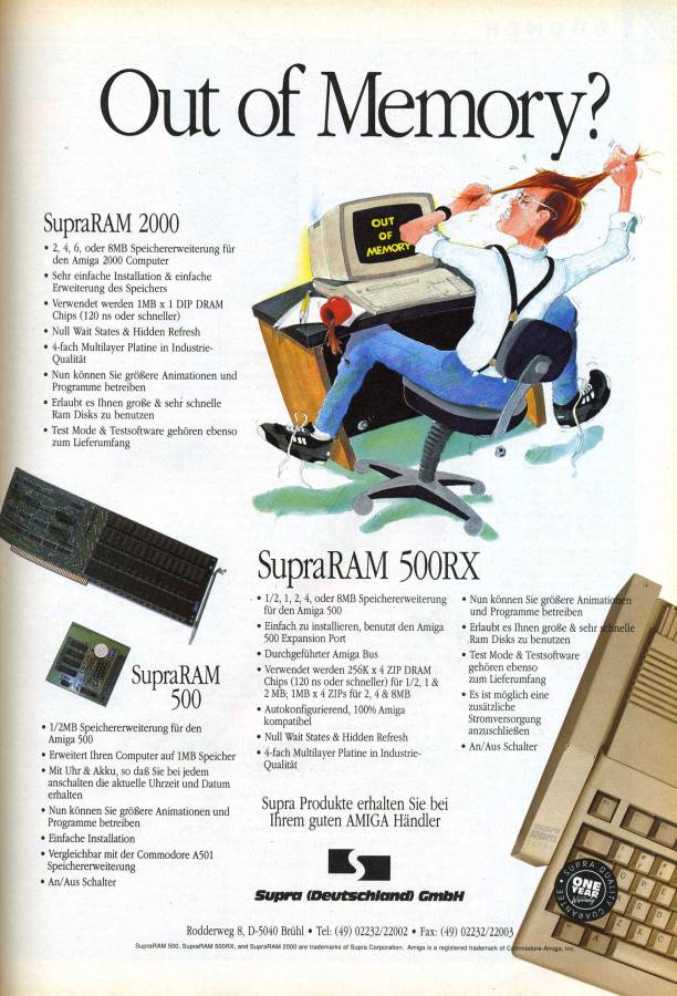 Supra SupraRAM 500RX - Zeitgenössische Werbung - Datum: 1991-06, Herkunft: DE