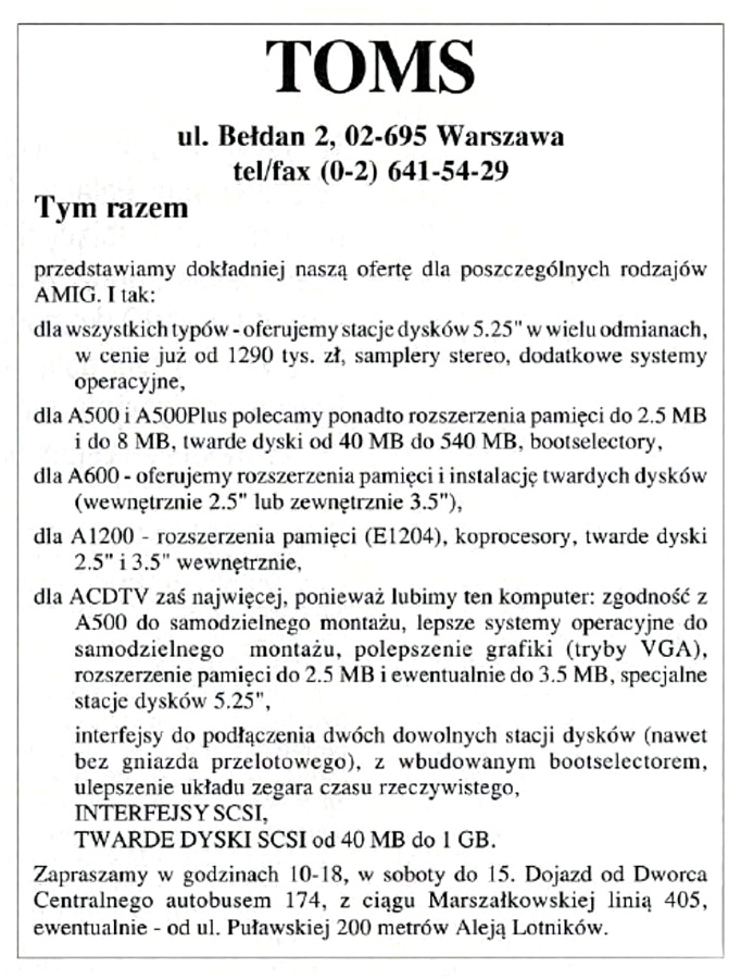 TOMS CDTV SCSI Interface - Zeitgen&ouml;ssische Werbung - Datum: 1994-04, Herkunft: PL
