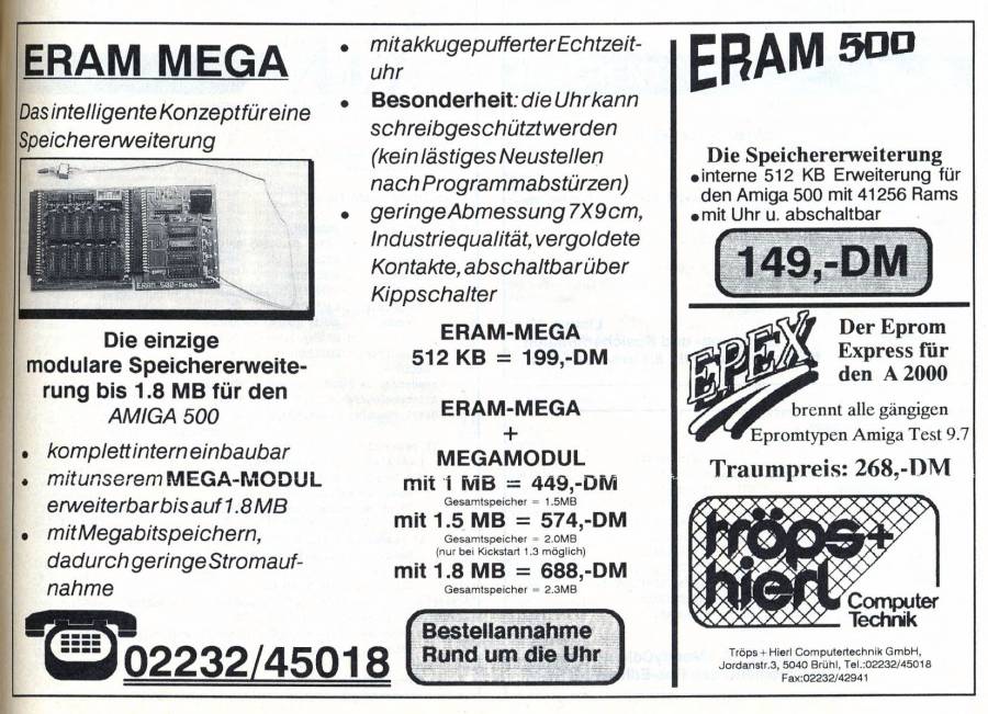 Tröps & Hierl Computertechnik ERAM Mega - Vintage Ad (Datum: 1990-05, Herkunft: DE)