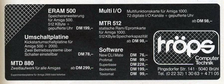 Tröps Computertechnik MTR 512 - Zeitgenössische Werbung - Datum: 1987-12, Herkunft: DE