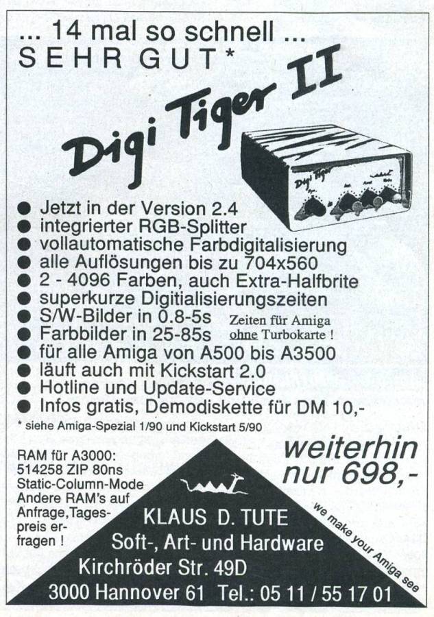 Klaus D. Tute Digi Tiger II - Vintage Ad (Datum: 1991-10, Herkunft: DE)