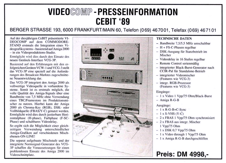 Videocomp VCG-3P - Vintage Advert - Date: 1989-05, Origin: DE