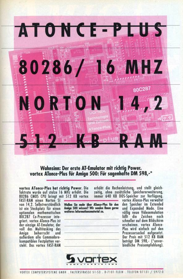 Vortex ATonce Plus - Zeitgenössische Werbung - Datum: 1991-11, Herkunft: DE