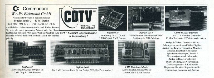 W.A.W. Elektronik Advanced ChipRAM Adapter - Vintage Advert - Date: 1993-10, Origin: DE