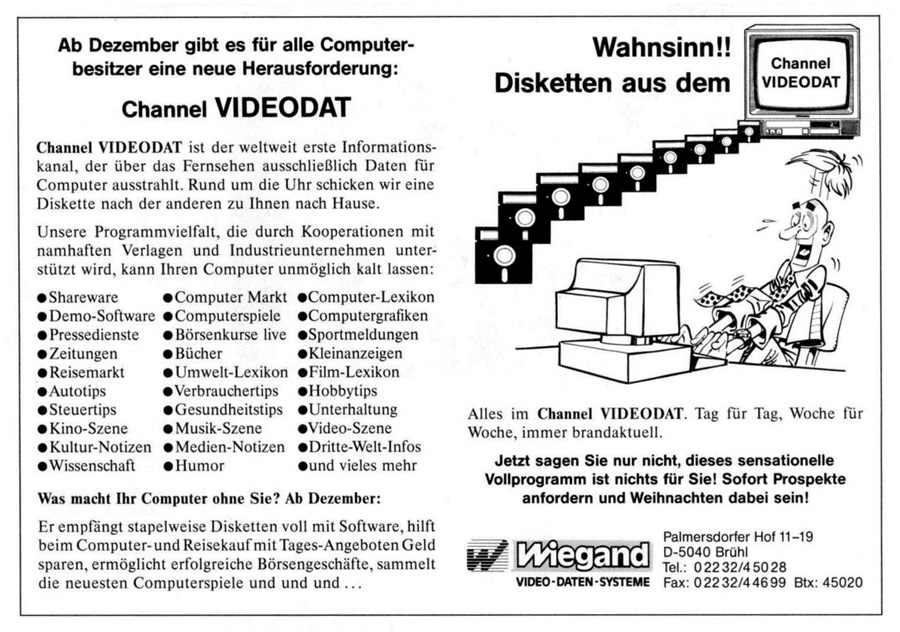 Wiegand Video-Daten-Systeme VD 2000 Channel VIDEODAT Decoder - Zeitgen&ouml;ssische Werbung - Datum: 1990-12, Herkunft: DE
