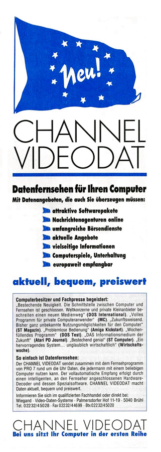 Wiegand Video-Daten-Systeme VD 2000 Channel VIDEODAT Decoder - Zeitgen&ouml;ssische Werbung - Datum: 1991-04, Herkunft: DE