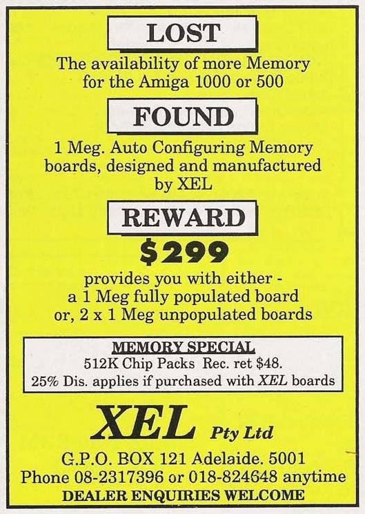 XEL Memory Expansion / Hard Disk Interface - Vintage Advert - Date: 1991-06, Origin: AU