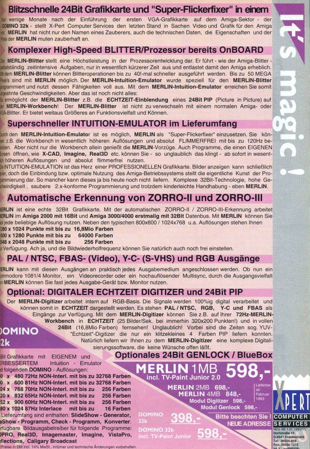 X-Pert Computer Services / Village Tronic Domino - Zeitgenössische Werbung - Datum: 1993-02, Herkunft: DE