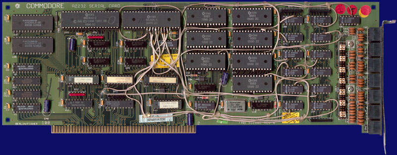 Commodore A2232 - Rev. 6 mit RTS/CTS-Handshake-Modifkation, Vorderseite