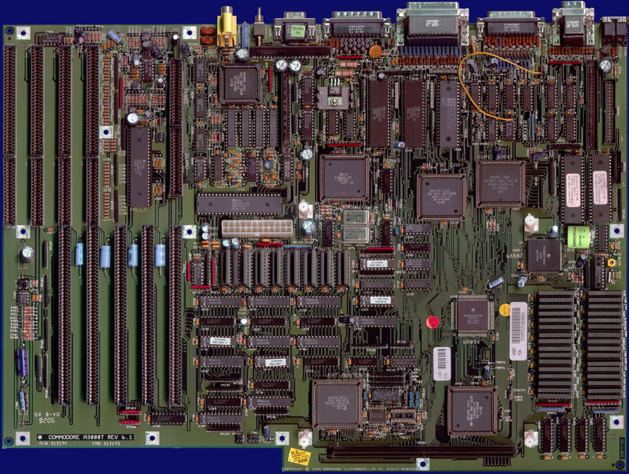 Commodore Amiga 3000T - Rev 6.1 motherboard, front side