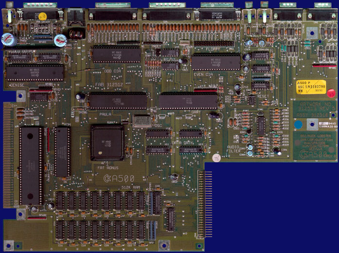 Commodore Amiga 500 & 500+ - Hauptplatine Rev. 5, Vorderseite